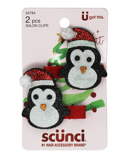Scunci 2 pcs Penguin Salon Clips - Click Image to Close